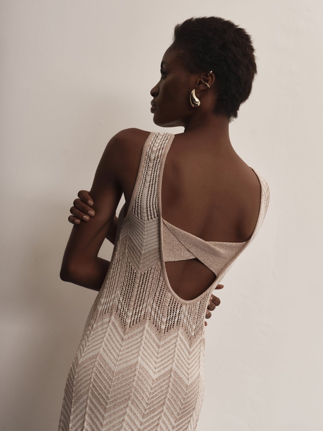 Abito lungo AKEP in maglia zig-zag VSKD09103_CREMA_