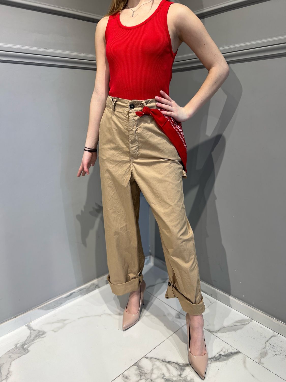 TENSIONE IN - top a canotta in tessuto elasticizzato 25P452TI - rosso