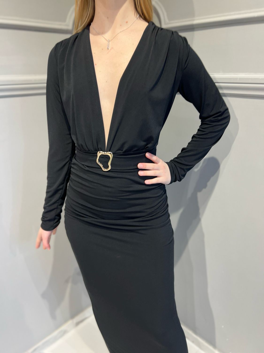 VICOLO - abito drappeggiato TD1695 - nero