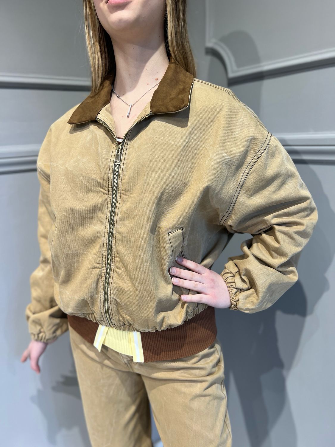 MOTEL - giubbino con colletto in eco renna MO1872 - cammello