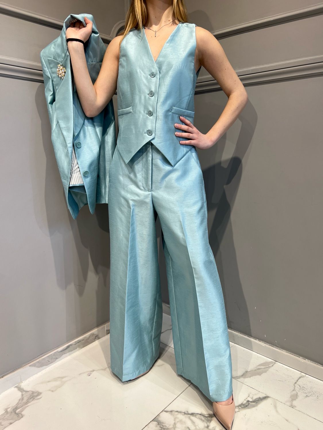 MOTEL - gilet in shantung S25J649 - acqua MOTEL - gilet in shantung S25J649 - acqua