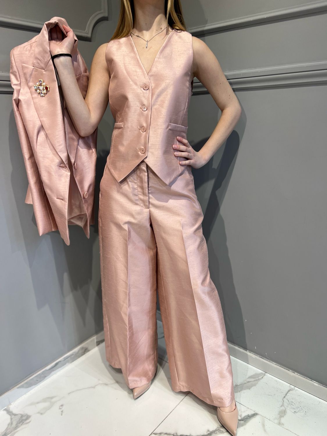 MOTEL - gilet in shantung S25J649 - rosa MOTEL - gilet in shantung S25J649 - rosa