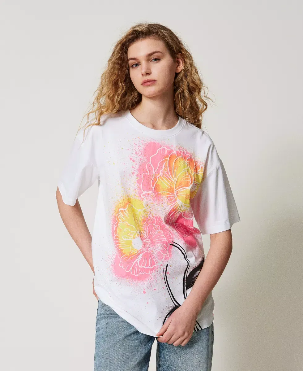 TWINSET ACTITUDE -  T-shirt MYFO linea over - paper/flowers