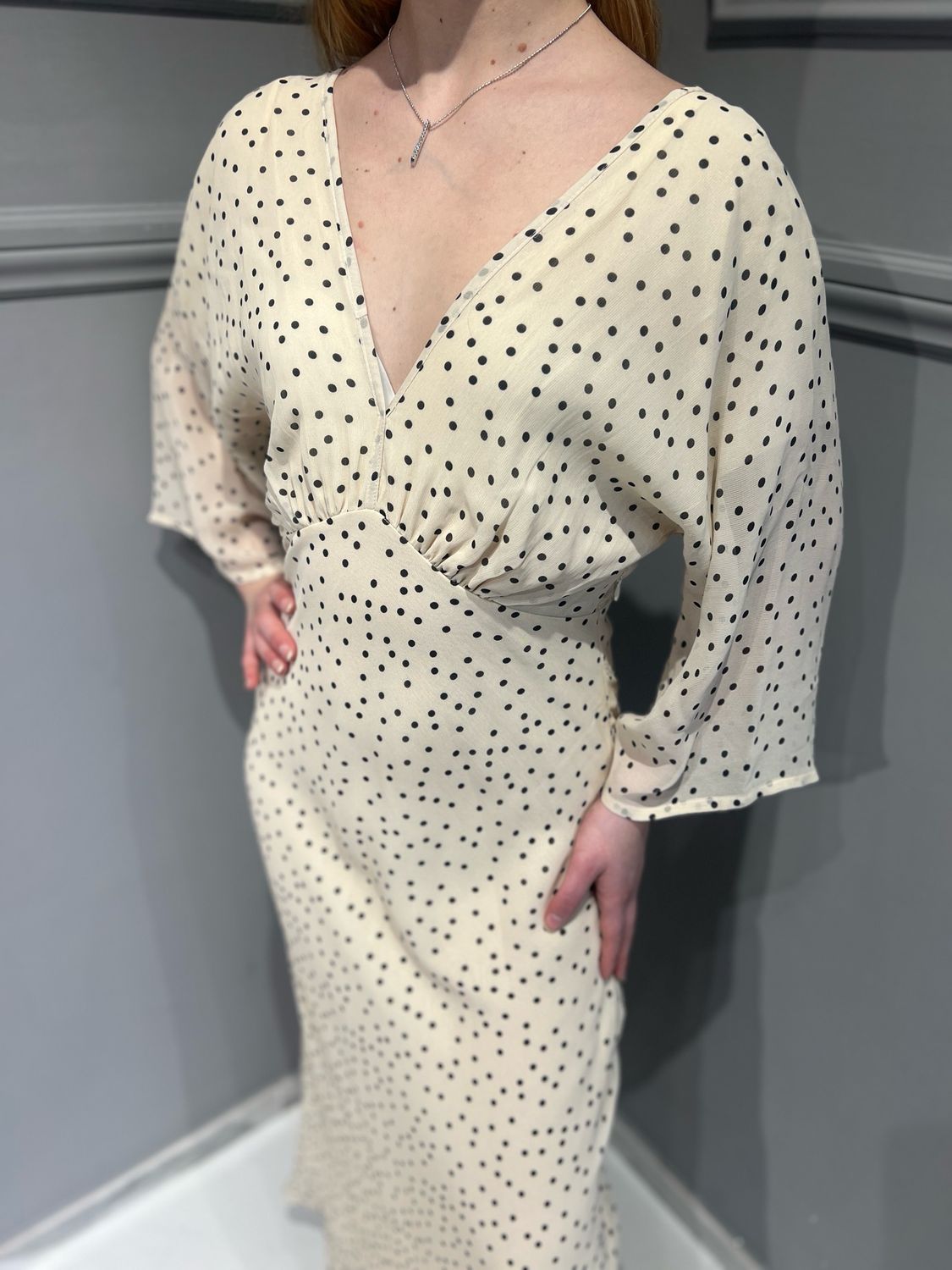 TENSIONE IN - abito in georgette lungo a pois sbiego 36652 - variante unica