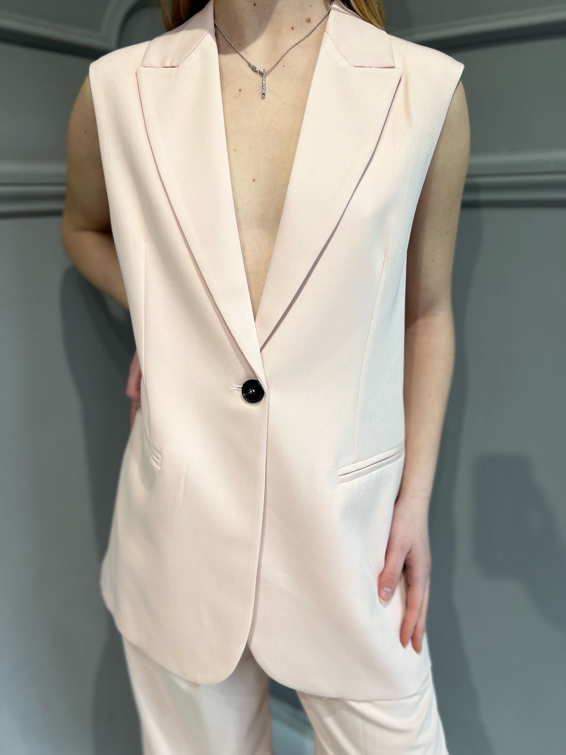 VICOLO - gilet aperto dietro con fiocchi TD2072 - rosa