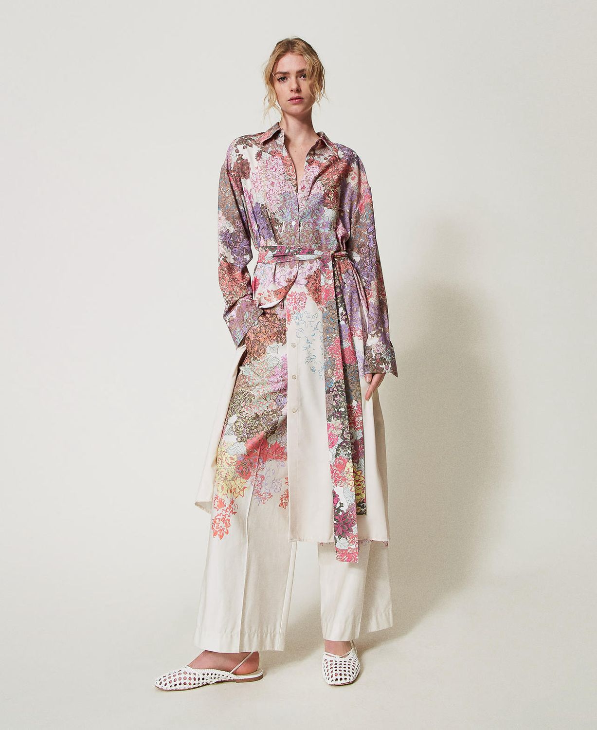 TWINSET ACTITUDE -  Abito lungo chemisier MYFO a fiori