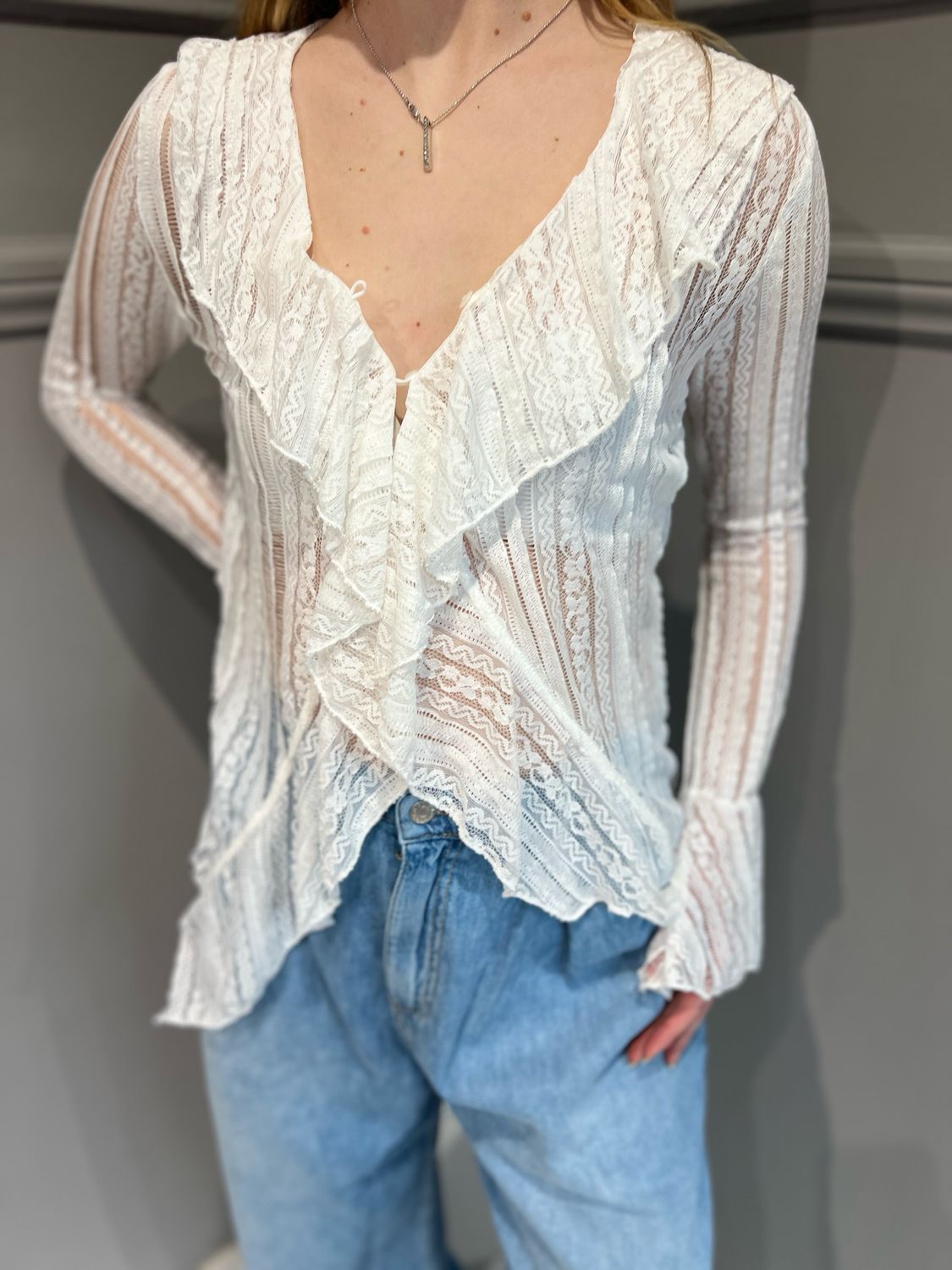 TENSIONE IN - camicia con rouges QN1150 - bianco