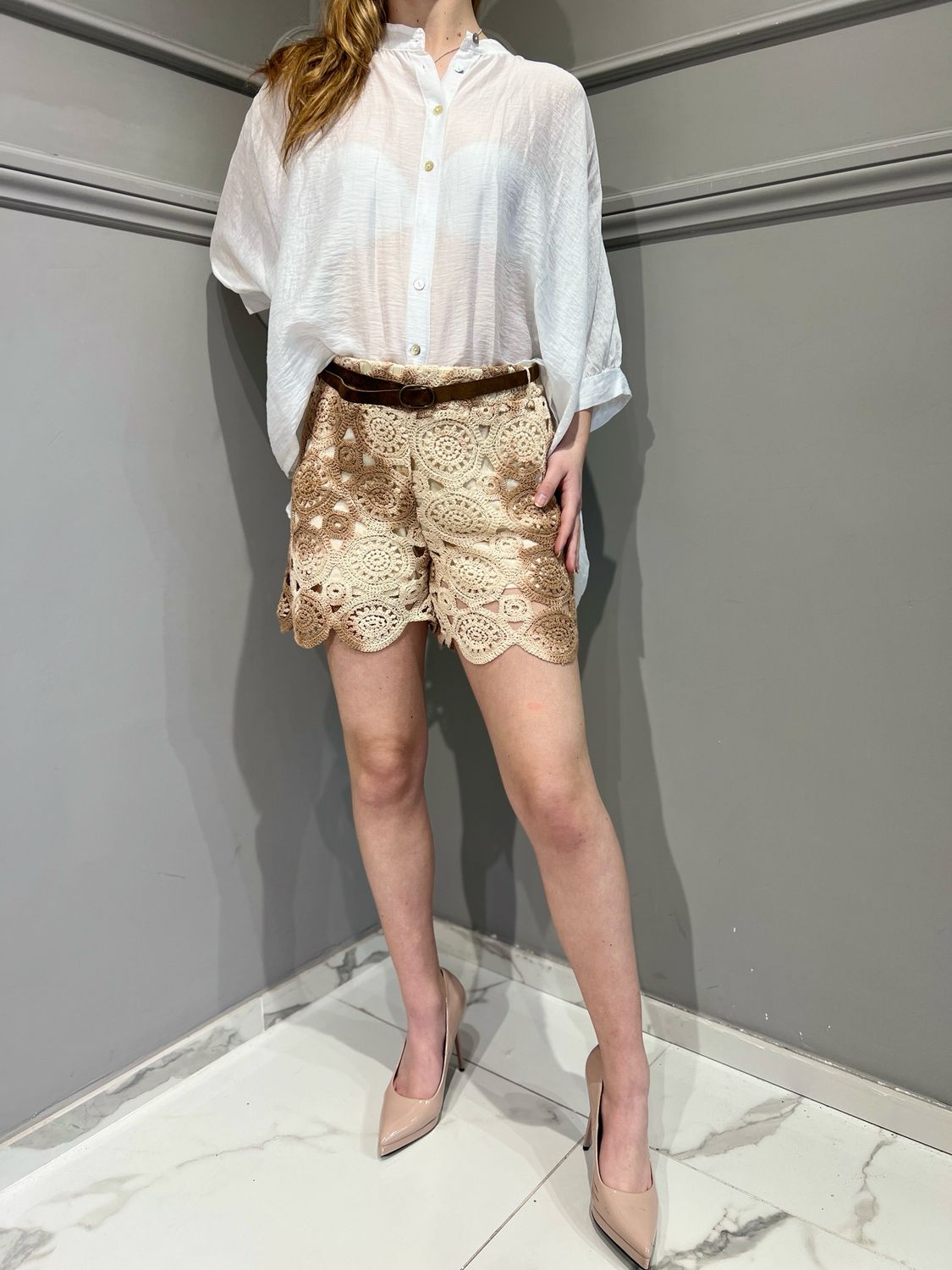 MOTEL - camicia over maniche corte  152B-C47125 - bianco