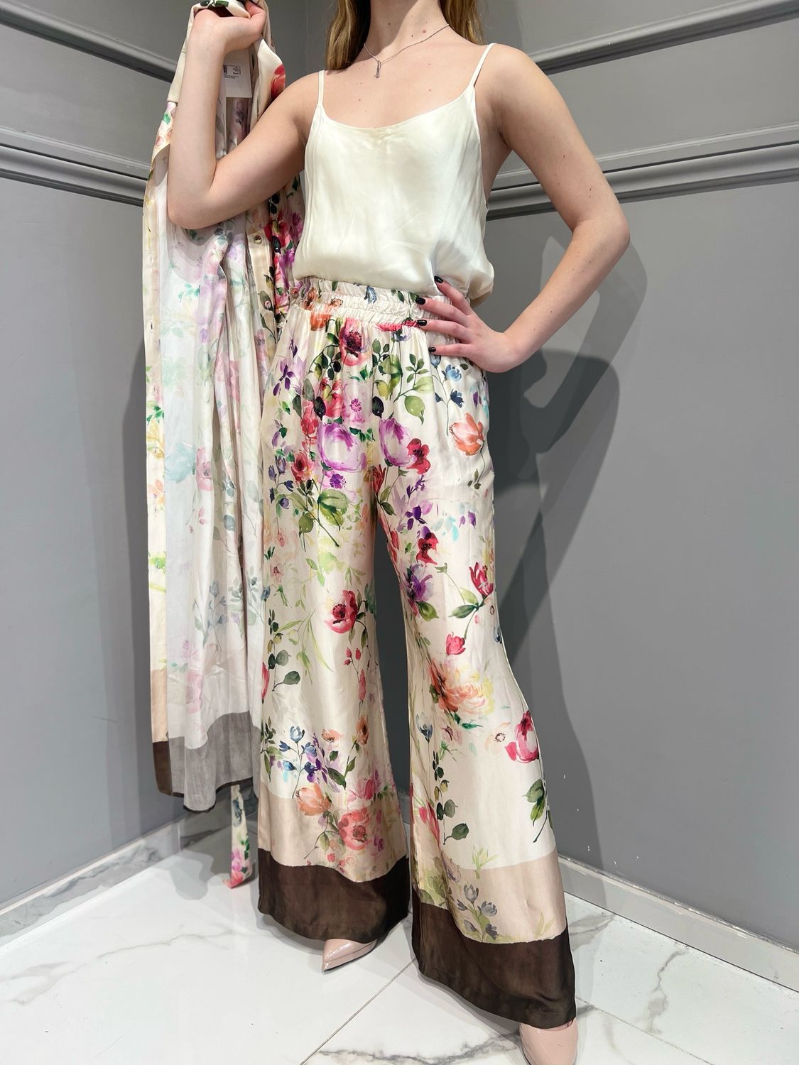 TENSIONE IN - pantalone in raso RG1051 - fantasia unica