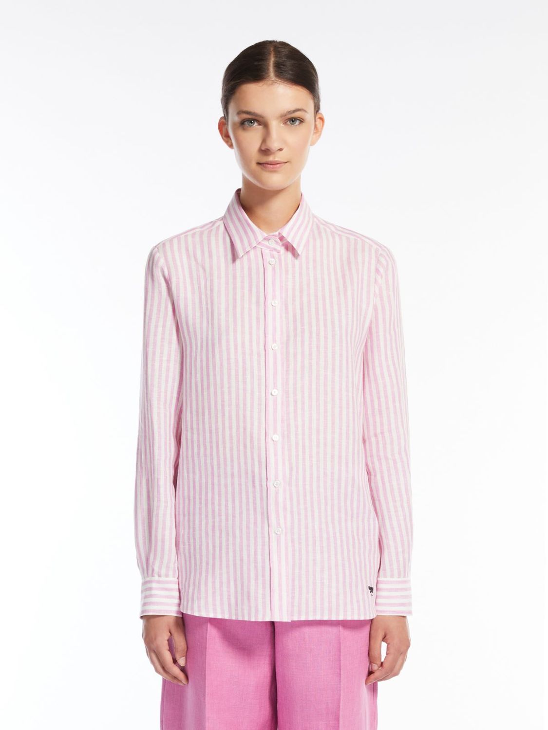 Max Mara WEEKEND - Camicia in lino a righe JOSEF -  WE5111055206010 - Rosa