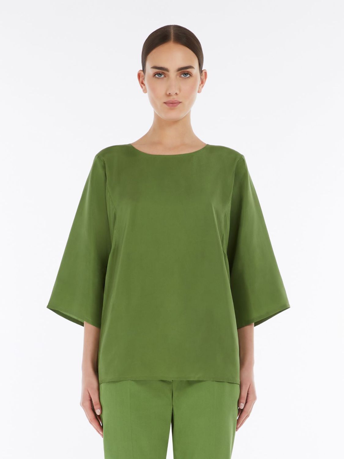 Max Mara WEEKEND - Blusa in seta e jersey PRIMO - WE5941095206004 - Verde