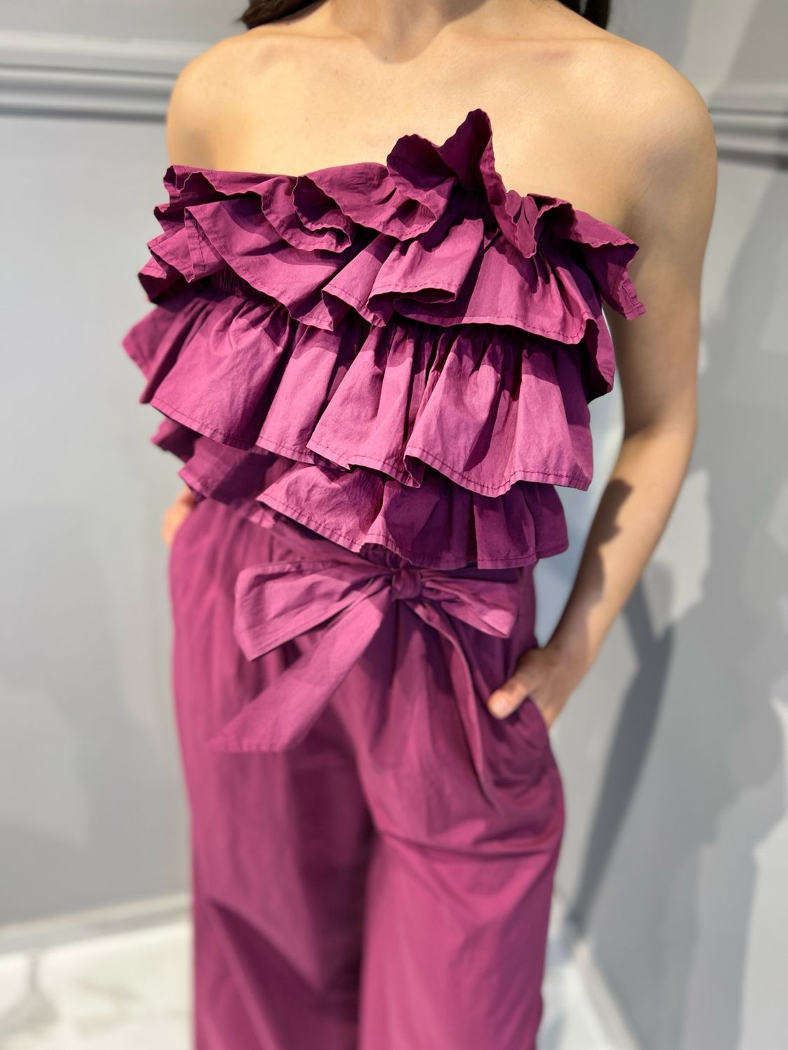 MOTEL - tuta con rouges e fusciacca a palazzo MO1891 - rubino MOTEL - tuta con rouges e fusciacca a palazzo MO1891 - rubino