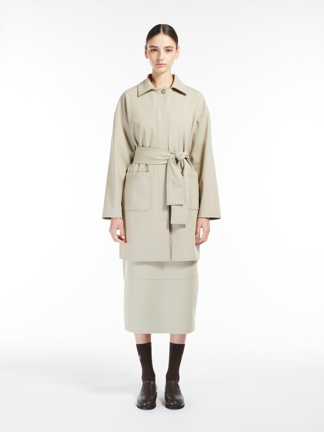 MM Max Mara - Spolverino Sabbia in Jersey Lodi - ghiaccio