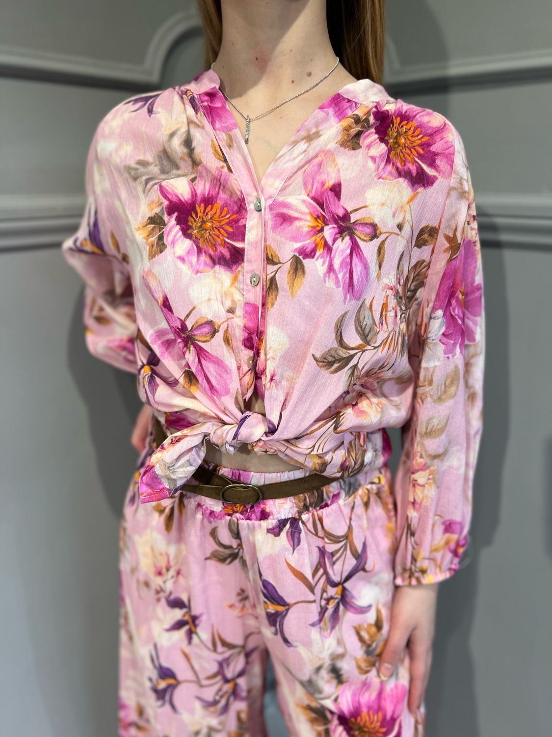 MOTEL - camicia in mussola di cotone a fiori s25cd28 - rosa