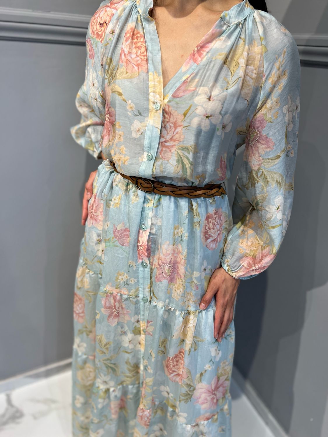 TENSIONE IN - abito lungo chemisier a fiori S25AB56 - variante unica TENSIONE IN - abito lungo chemisier a fiori S25AB56 - variante unica