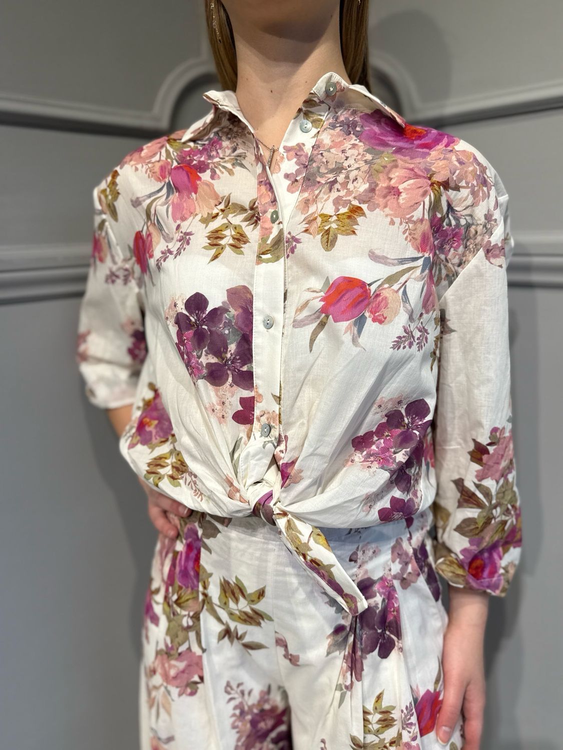 TENSIONE IN - camicia in missola di cotone a fantasia pe252657 - fantasia fiore indiano