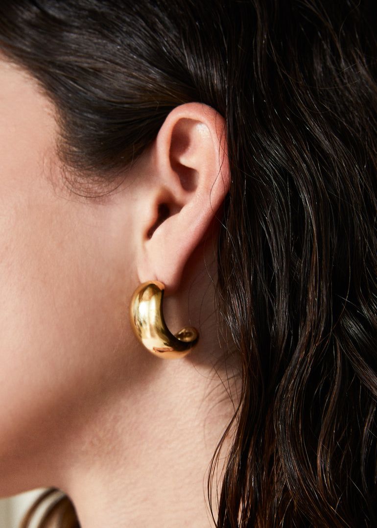 Nalì - ORECCHINI MEZZO CERCHIO CHUNKY ACC.INO.ORO - DWOR0185