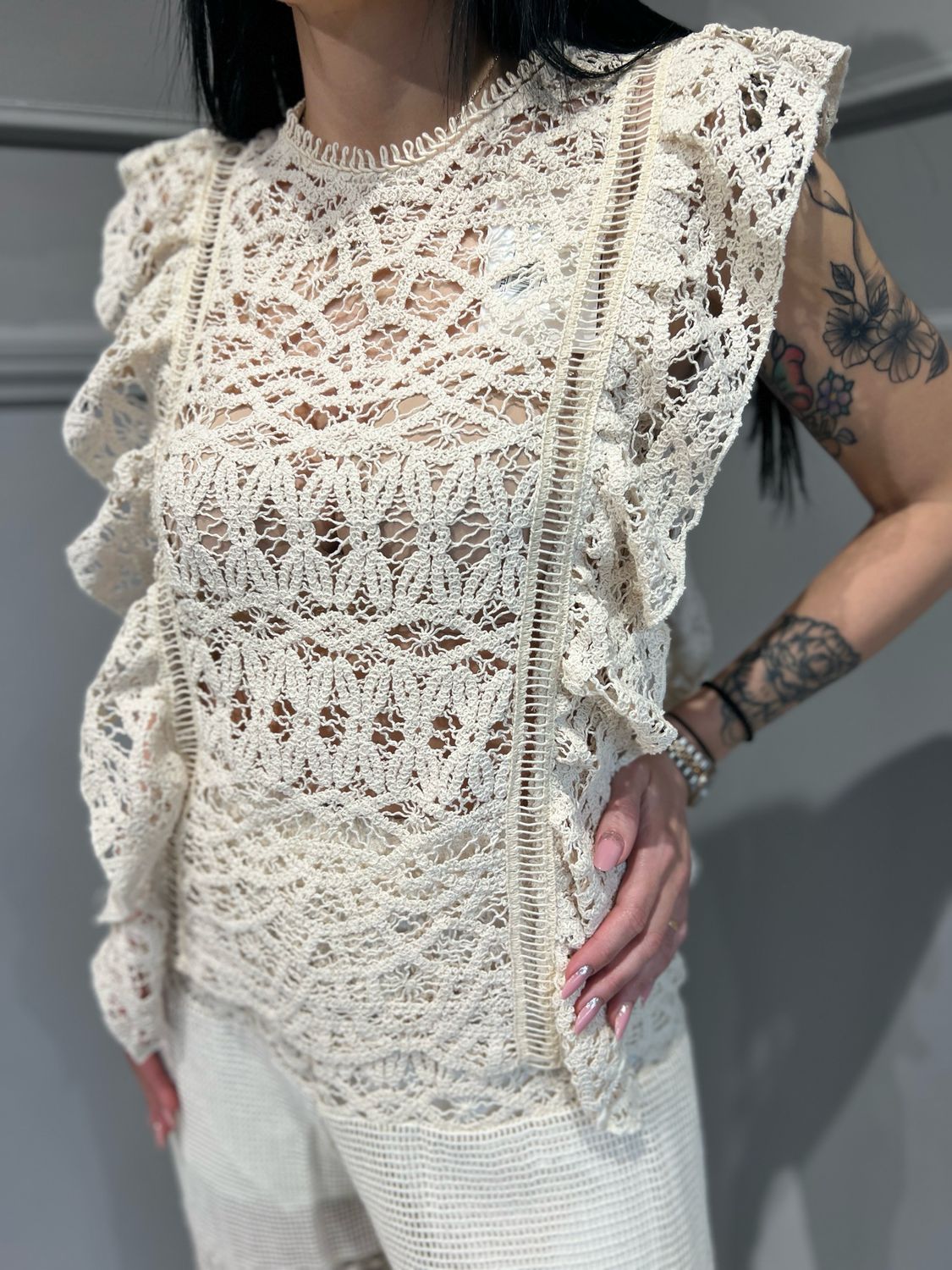 MOTEL - blusa in pizzo UT1300 - ecru’