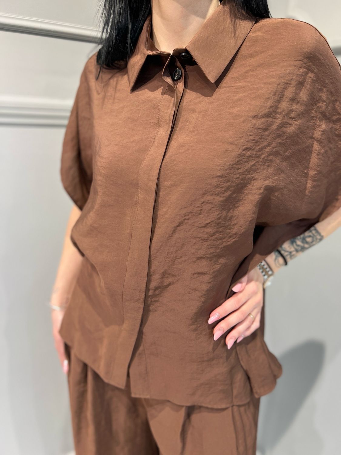 MOTEL - completo camicia + pantalone 25C7624 - moro