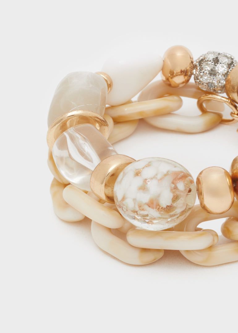 Nalì - SET BRACCIALI CIOTTOLI ORO+ RESINA BEIGE/GRIGIO - ABBR0165