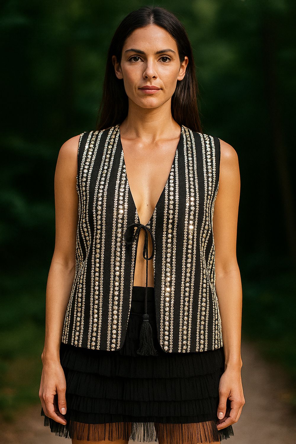 Tensione in - Gilet con paillettes e ricami - S25JE12