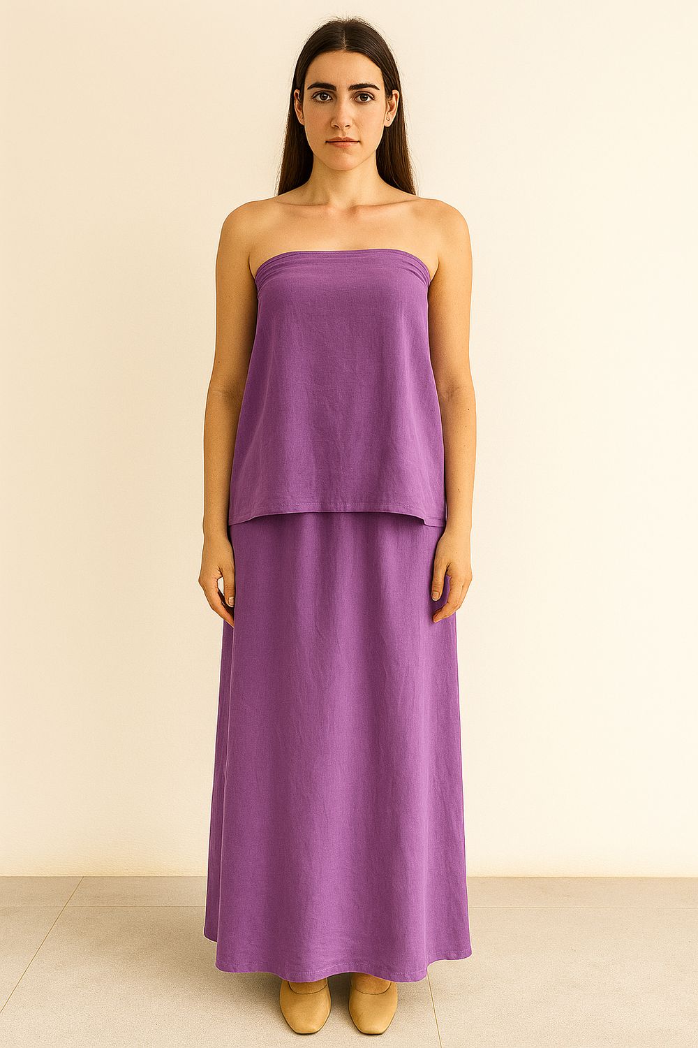 Tensione in - Completo top + gonna con elastico in vita Viola - 37092