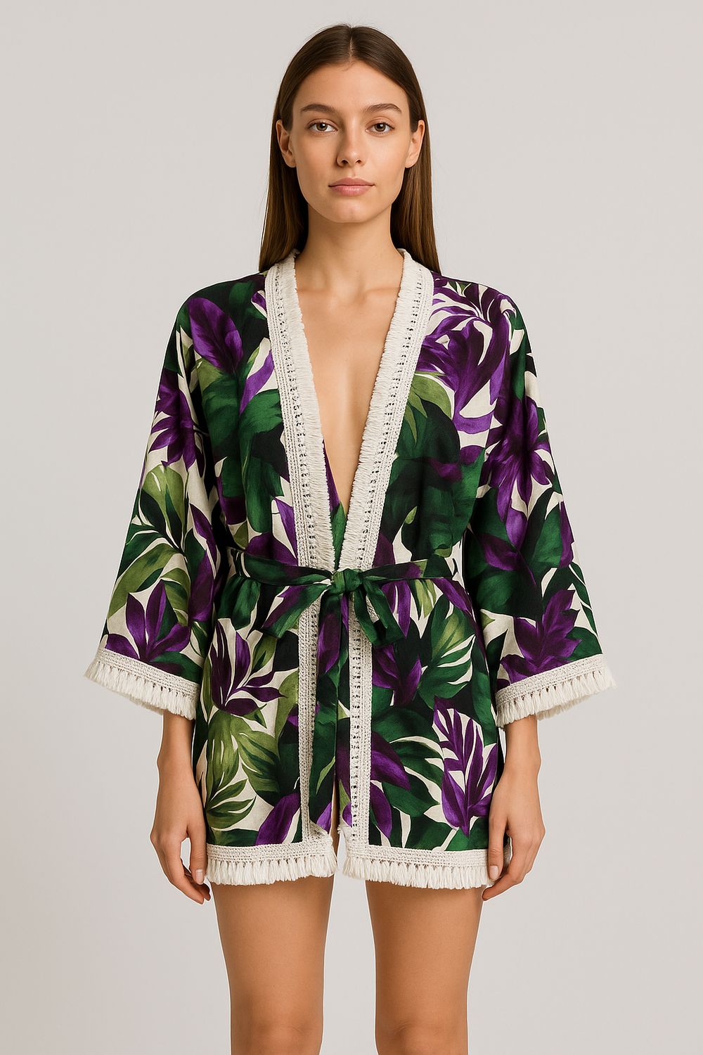 TENSIONE IN - kimono fantasia con nappine