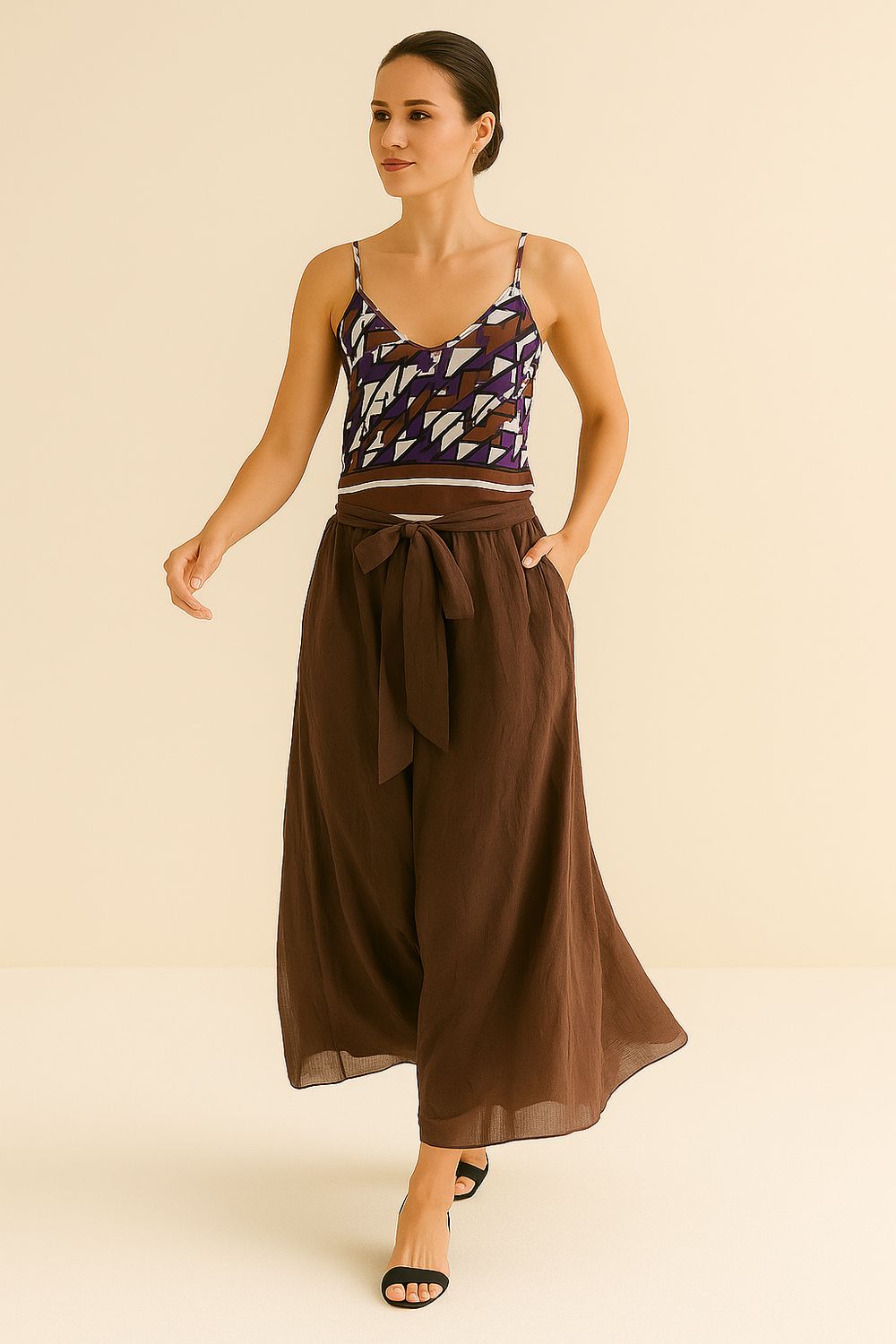 TENSIONE IN - top in viscosa a fantasia SS251238 - Viola