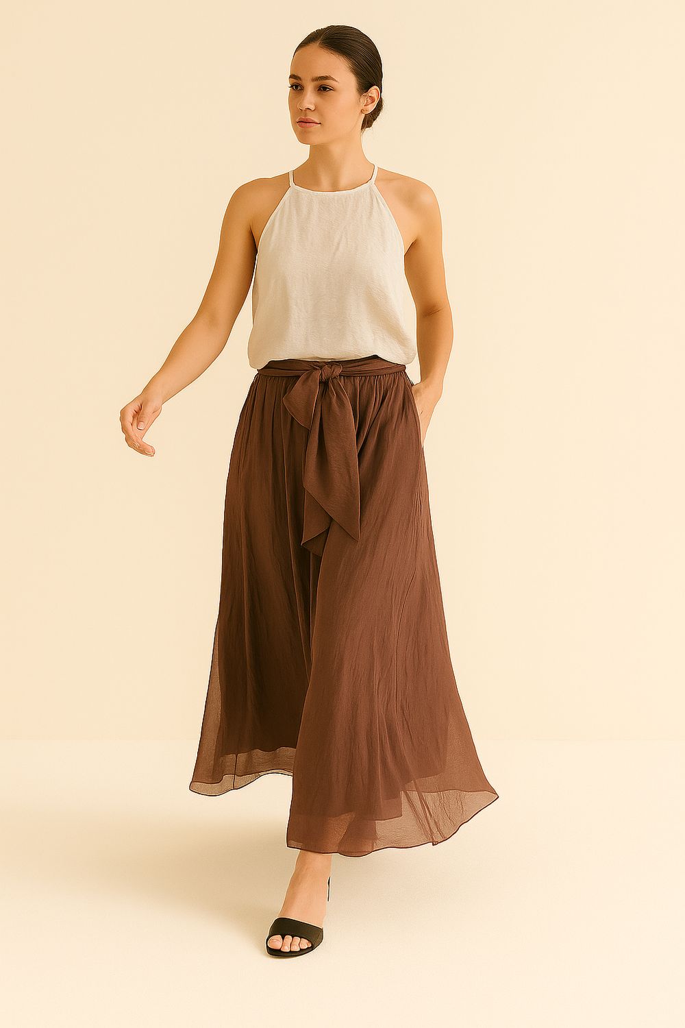 Tensione in-Top mussola doppio strato lyocell 25235v77- panna