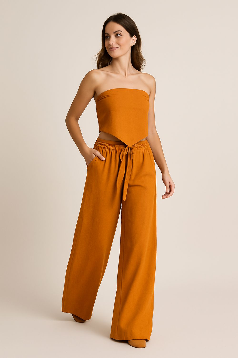 Tensione In - Top foulard misto lino Art. SS251233 - gialllo