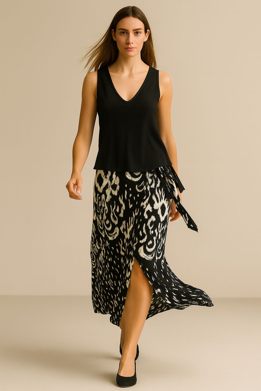 Tensione in - Canotta satin spalla larga C914T05Q - Nero