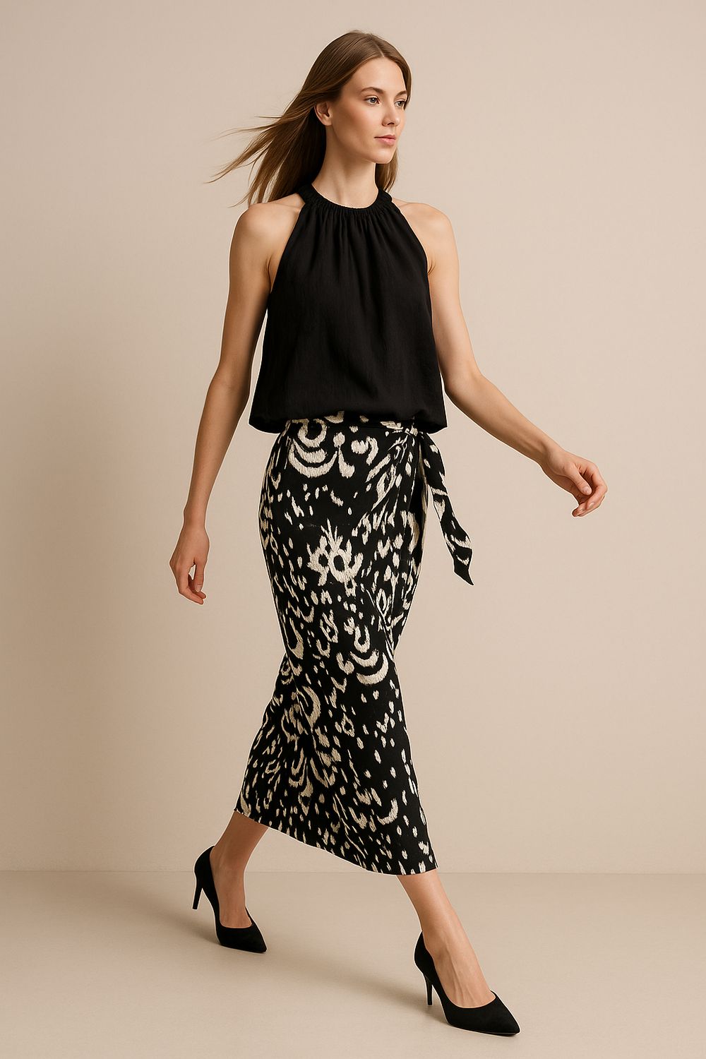 TENSIONE IN - top in misto lino morbido SS251231 - nero