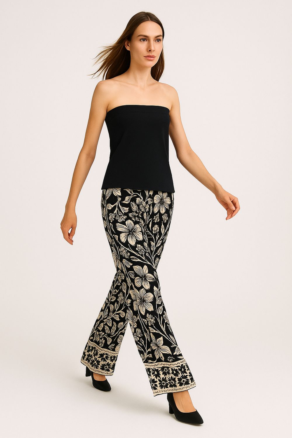 TENSIONE IN - top a fascia in Jersey morbido in vita e elastico dietro alla schiena DC1572 - nero