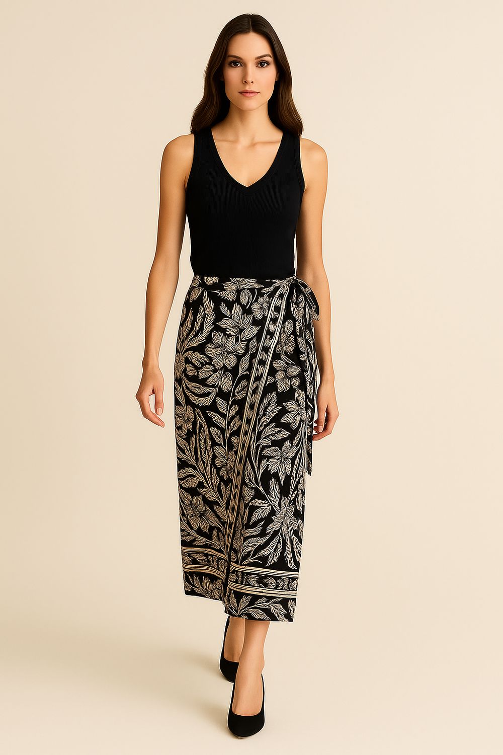 MOTEL - canotta a V a costine 19823/630J - nero