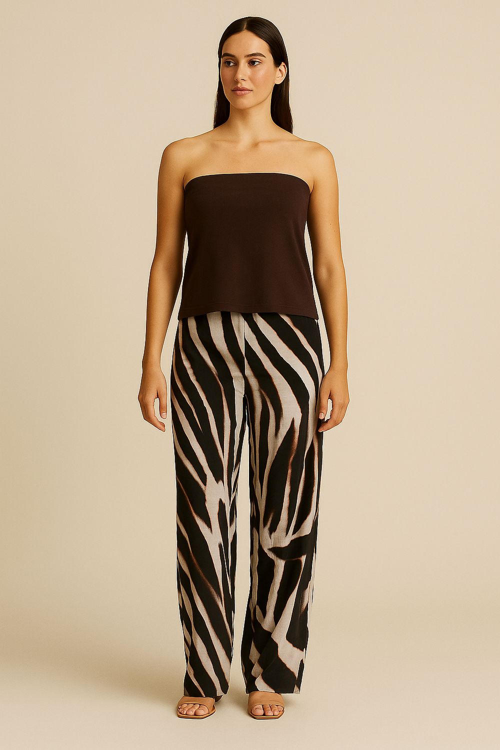 TENSIONE IN - top a fascia in Jersey di cotone con elastico dietro DC1572 - moro