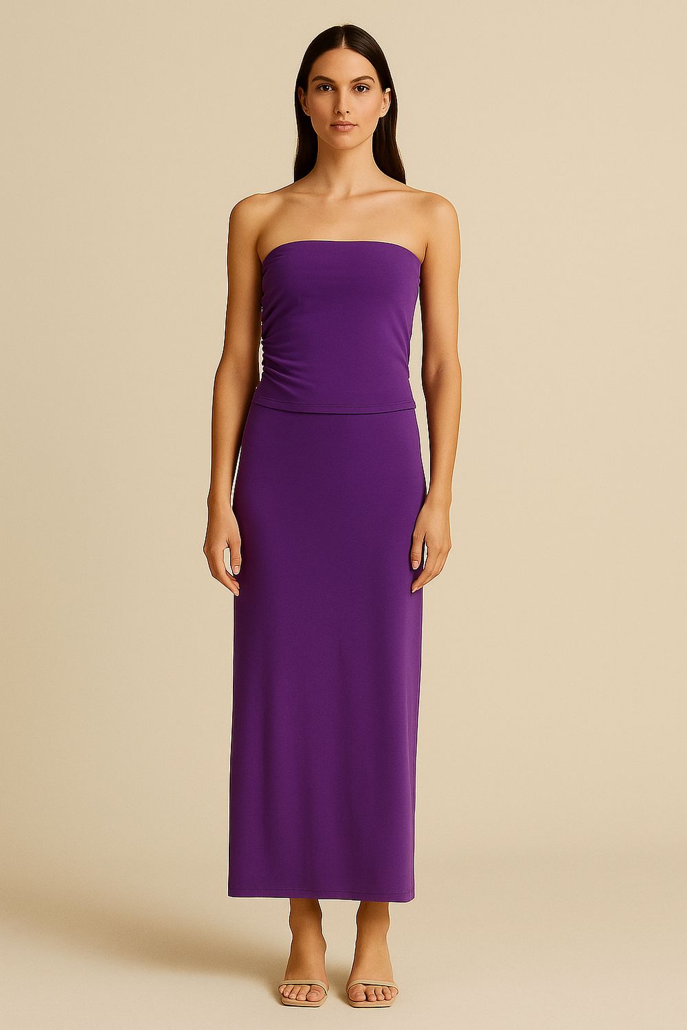 TENSIONE IN - top a fascia con drappeggi laterali in Jersey di cotone elasticizzato 34745 - Viola