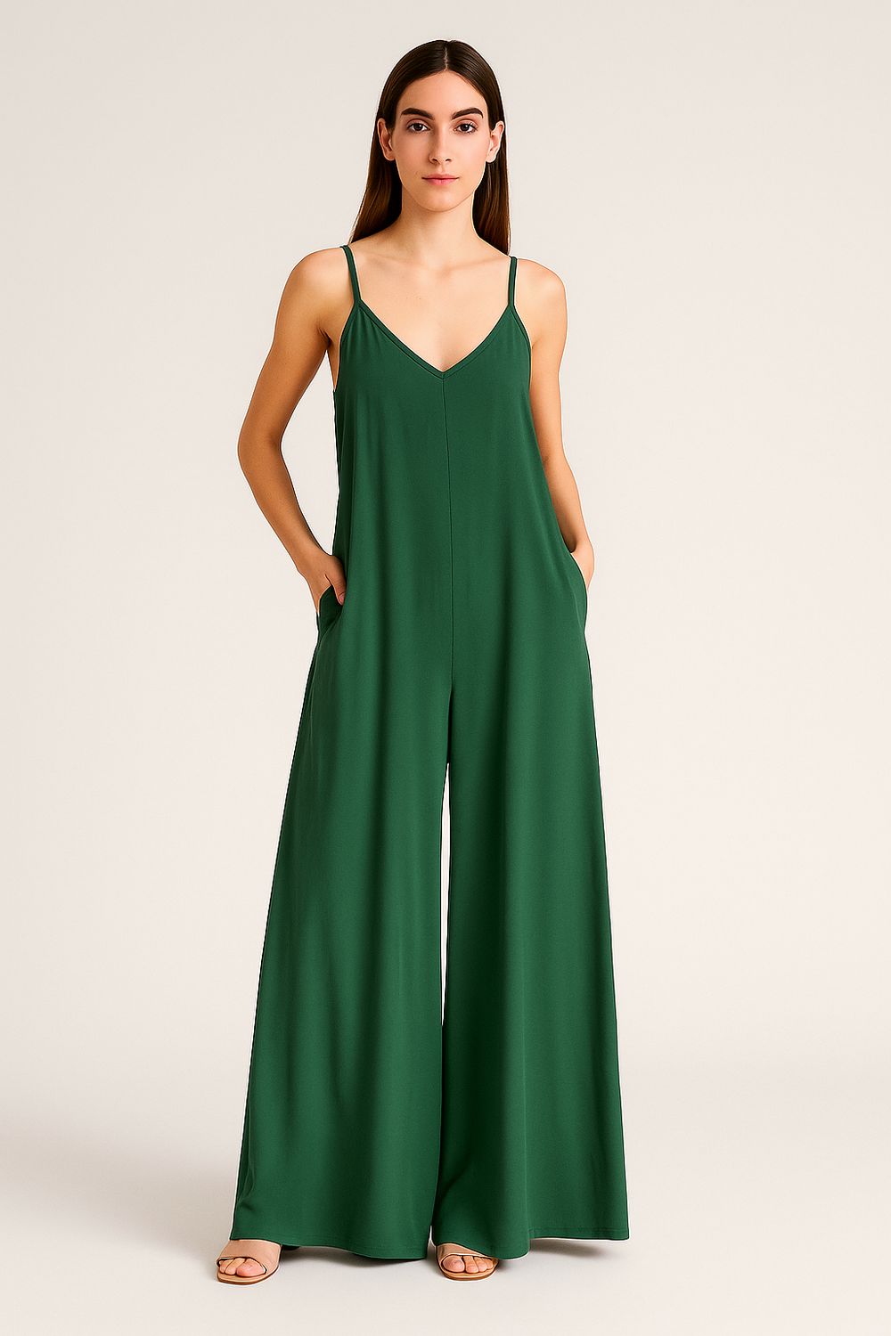 MOTEL - tuta in viscosa con bretelle regolabili e tasche F7493D05Q/pe25 - verde
