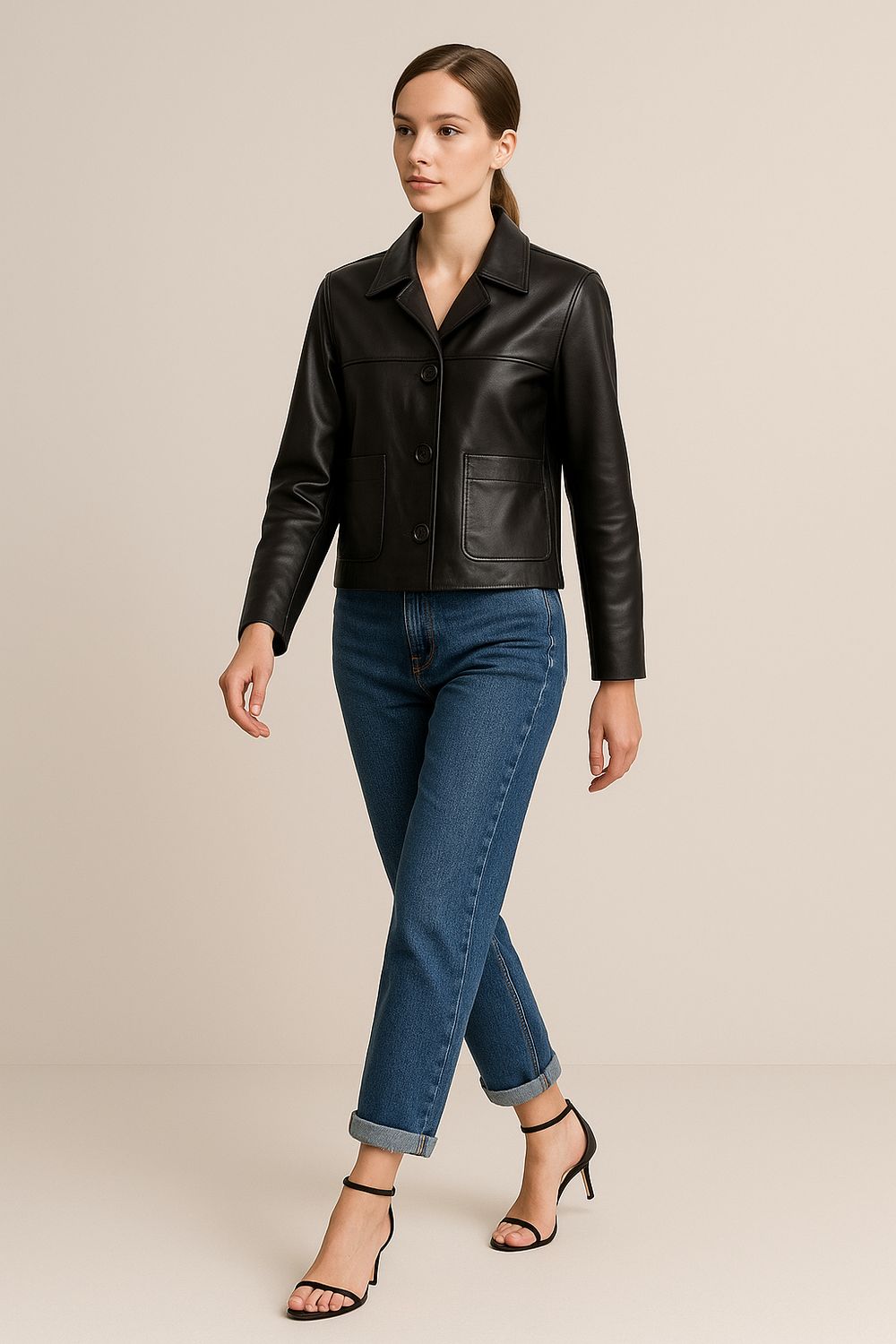 VICOLO - giacca in pelle TF0327 - nero