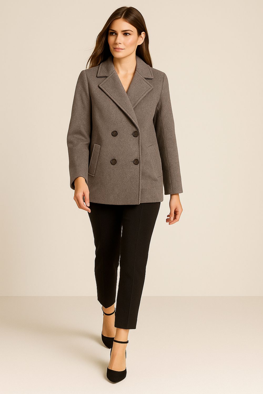 VICOLO - cappotto corto doppio petto hand Made TF0049 - moro