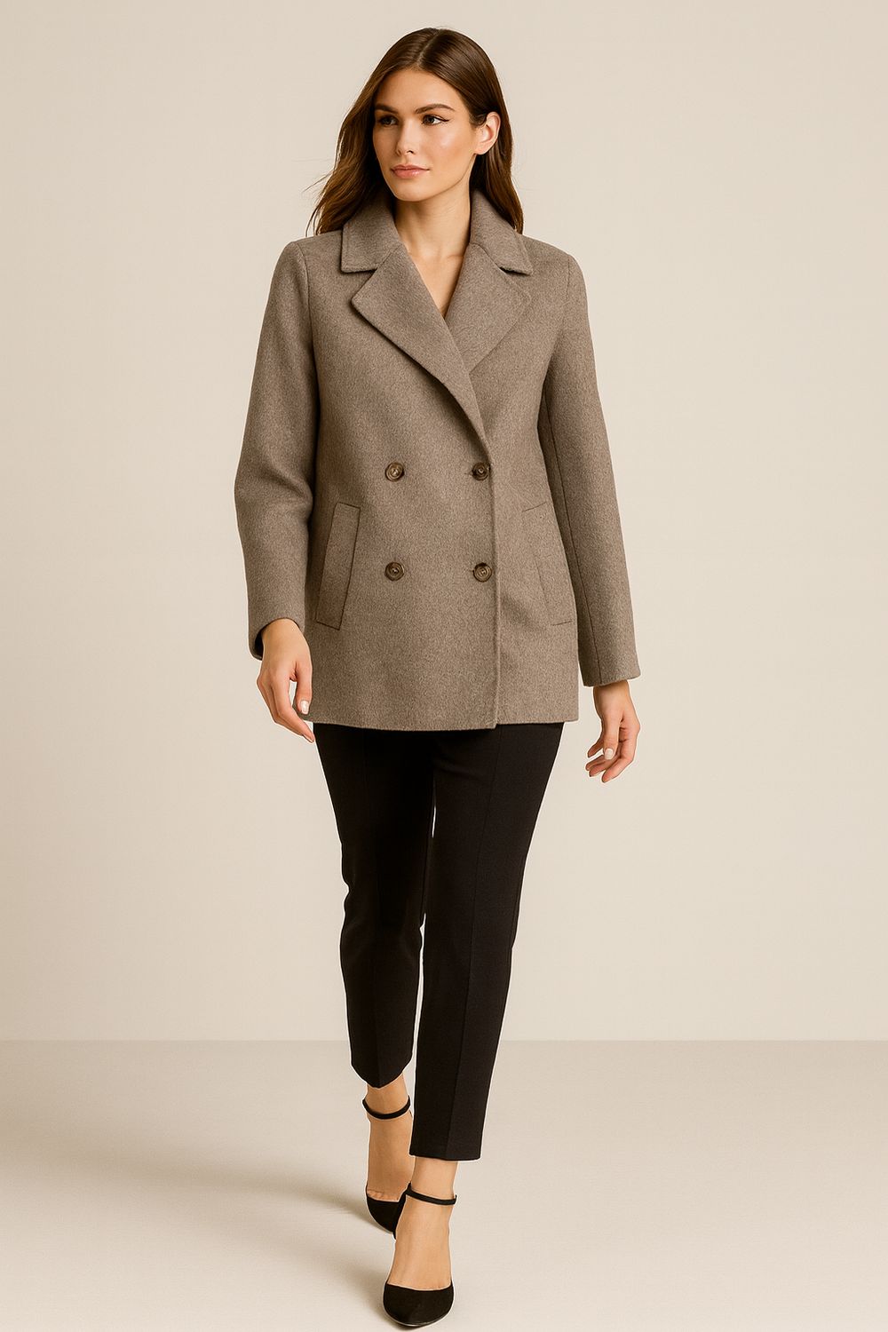 VICOLO - cappotto corto doppio petto hand Made TF0049 - beige