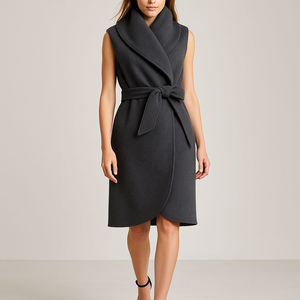 VICOLO - gilet  hand Made con collo avvolgente e stondo sotto TF0056 - grigio