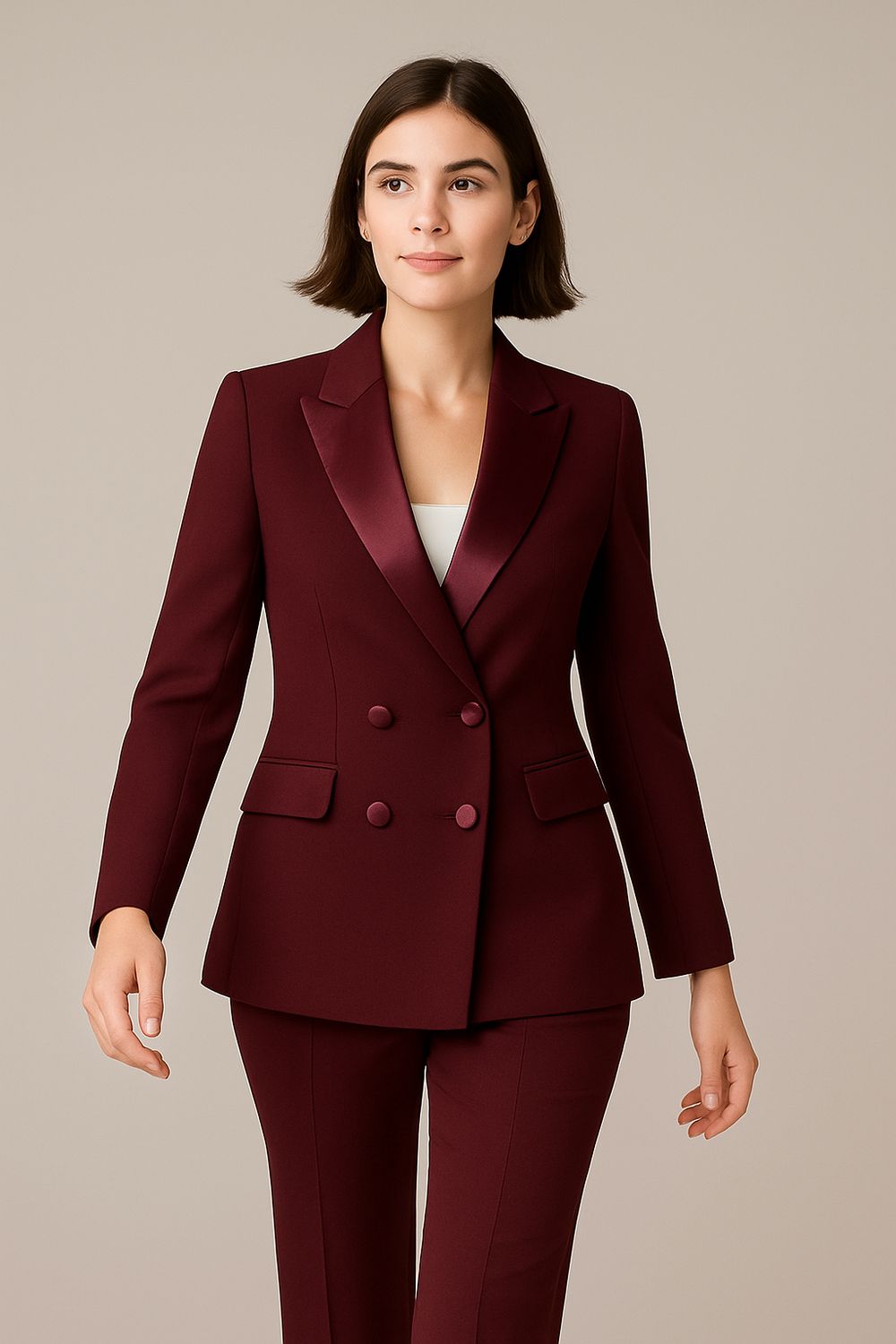 VICOLO - giacca doppiopetto rever e bottoni in raso in crepe elasticizzato TF0307 - bordeaux