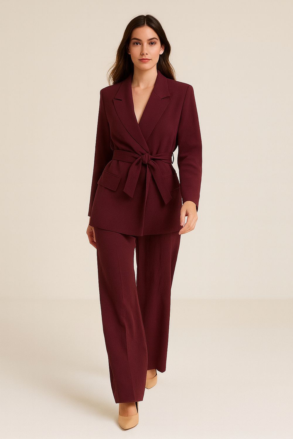 VICOLO - giacca con cintura TF0358 - bordeaux