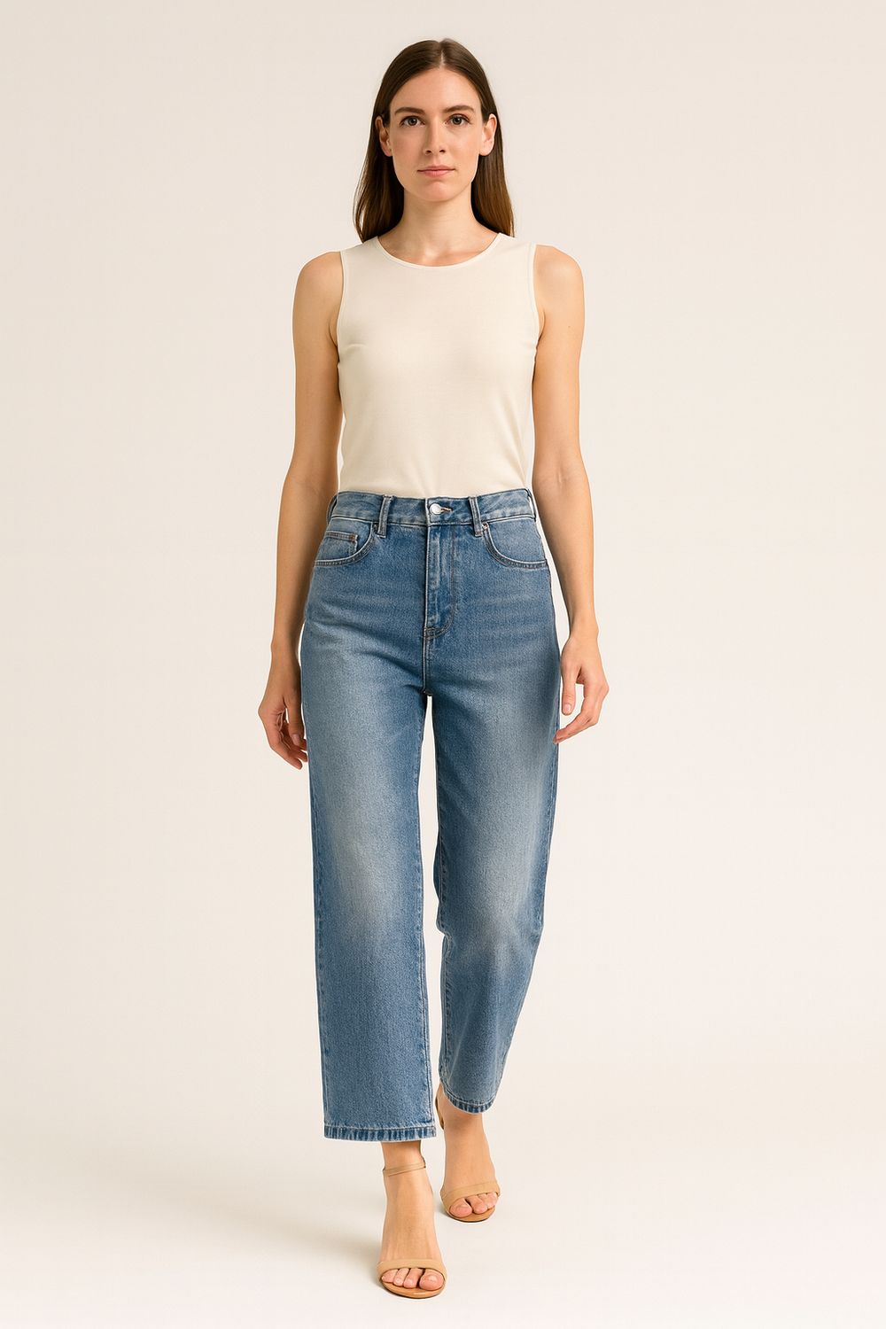 TENSIONE IN - jeans fermo scolorito vita bassa TOM AI26 CAMP - blu