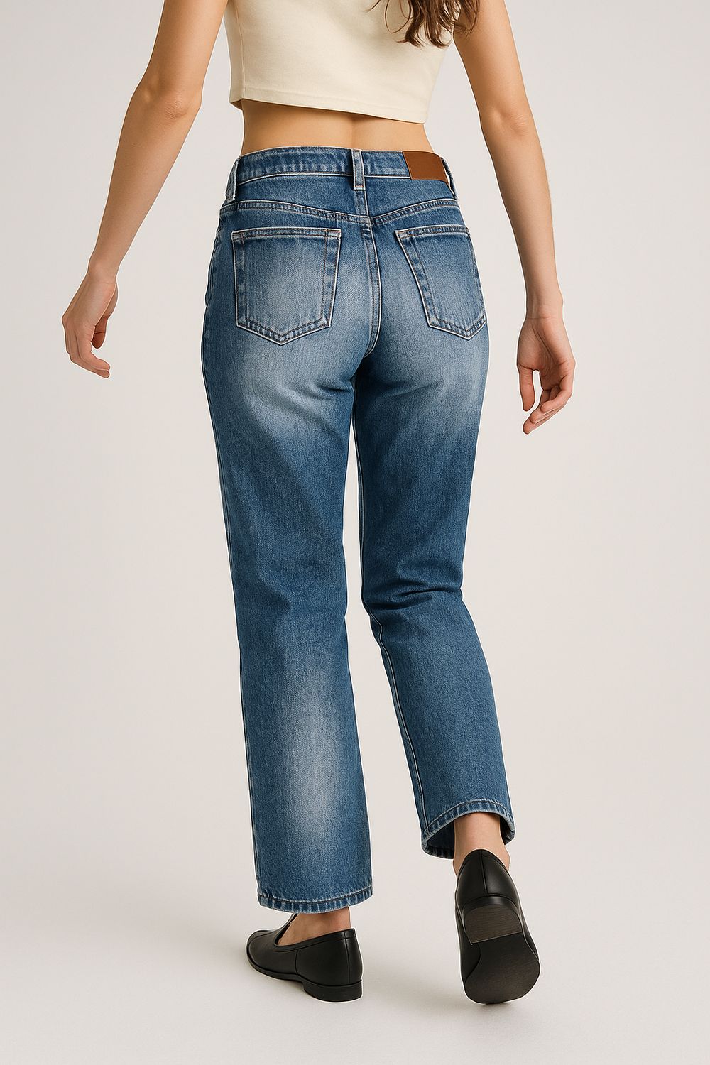 TENSIONE IN - jeans fermo scolorito vita bassa TOM AI26 CAMP - blu