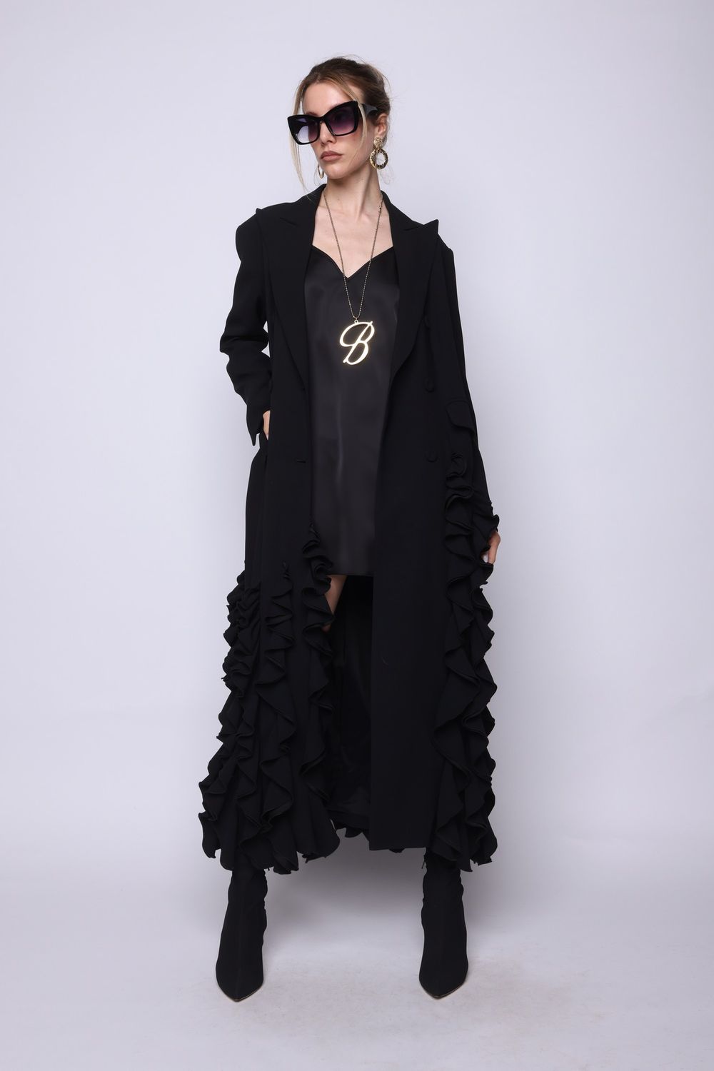 BABYLON - Soprabito con rouches XMF0401 - Nero