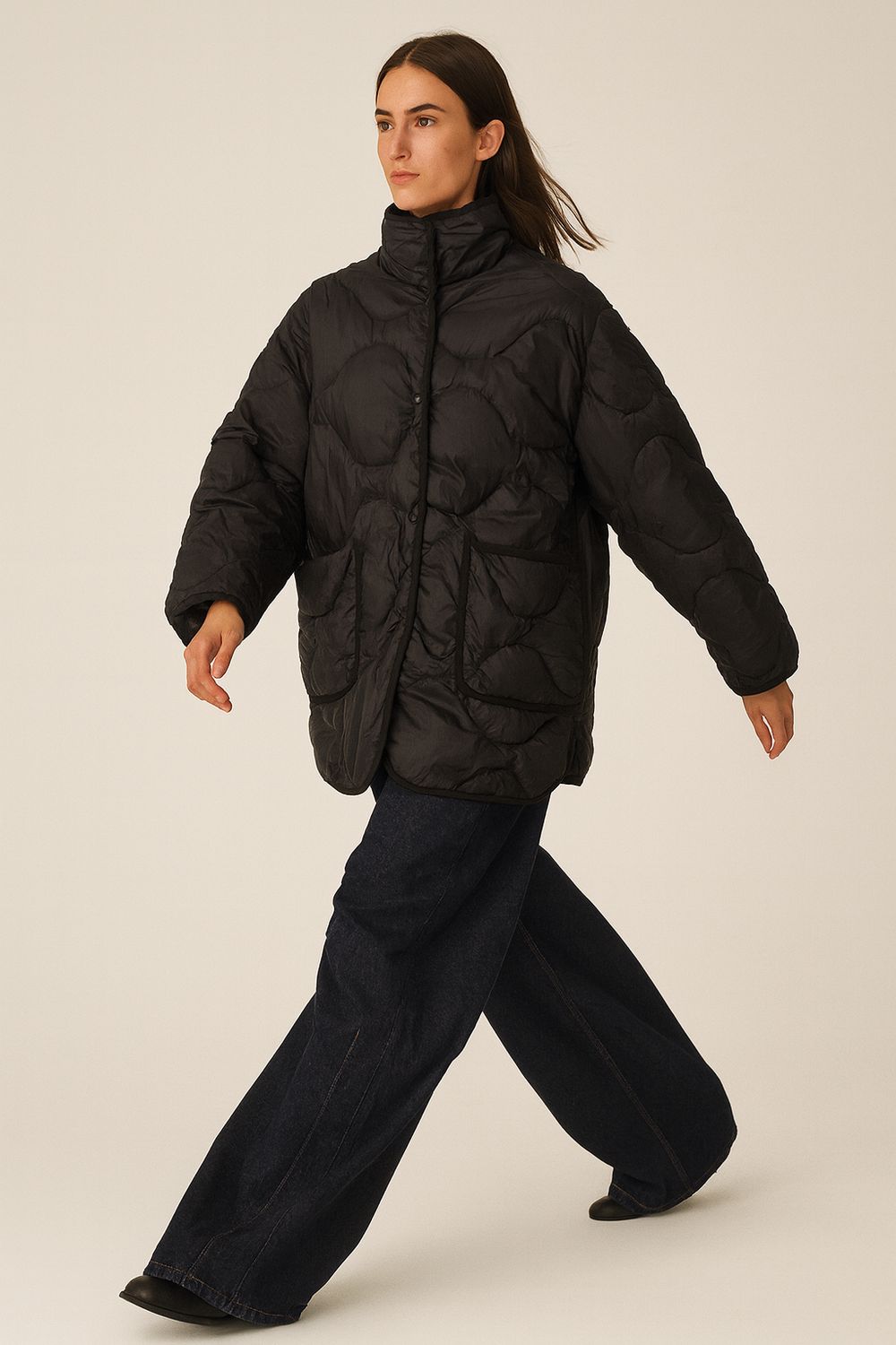 HAVE ONE - giacca in piumino  in impunture KCT-P011 - nero