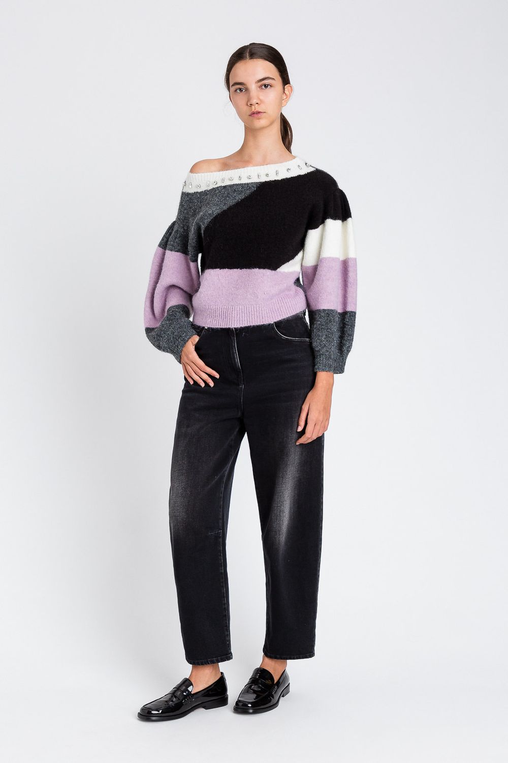 TWINSET ACTITUDE - Maglia 252AP3150 - Mix di viola, panna e nero TWINSET ACTITUDE - Maglia 252AP3150 - Mix di viola, panna e nero