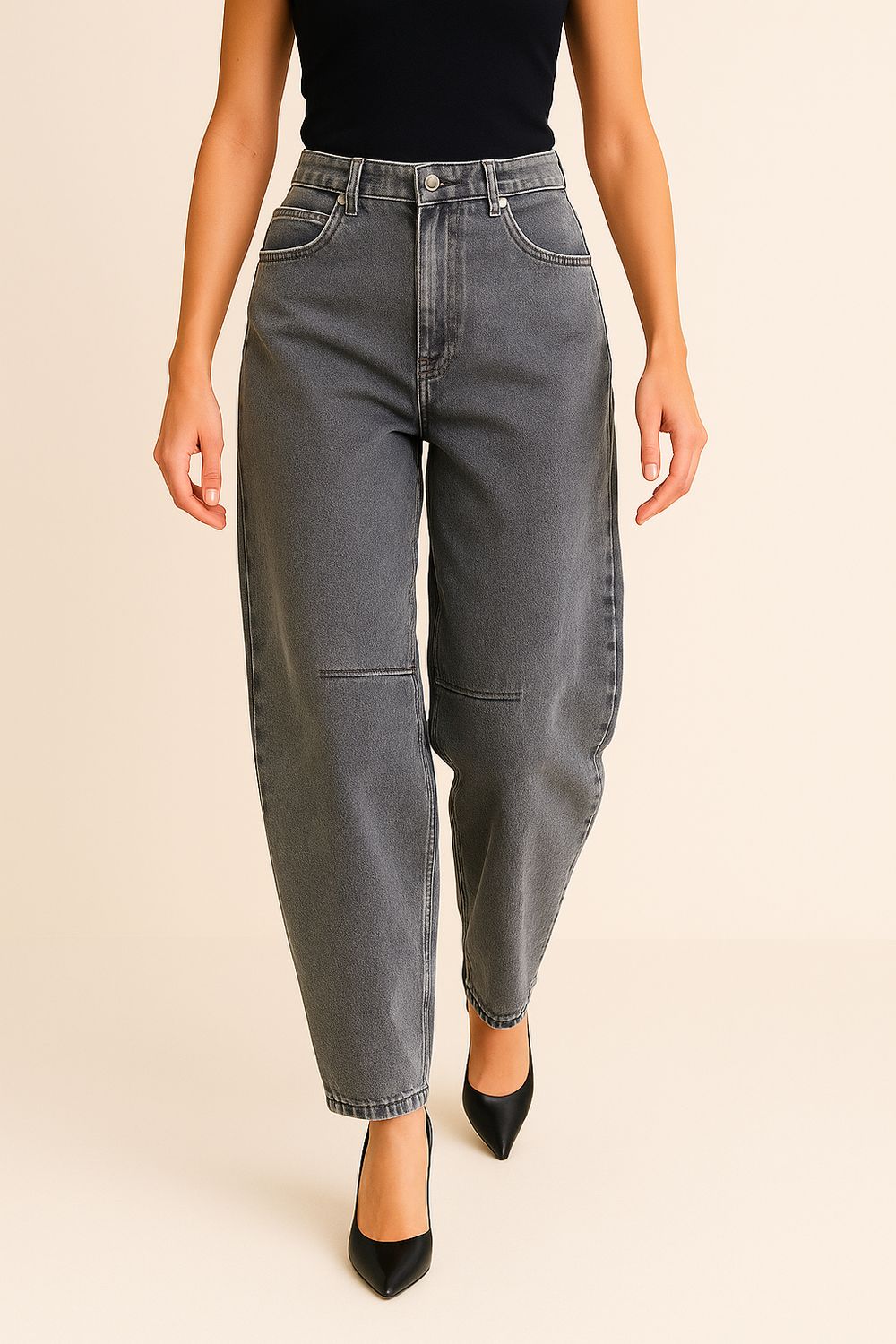 TENSIONE IN - jeans a banana W25P398 - nero