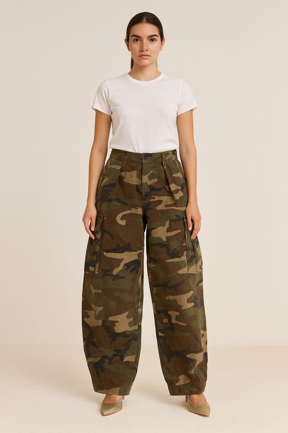 TENSIONE IN - pantalone con tasconi camouflage 37686 - variante unica